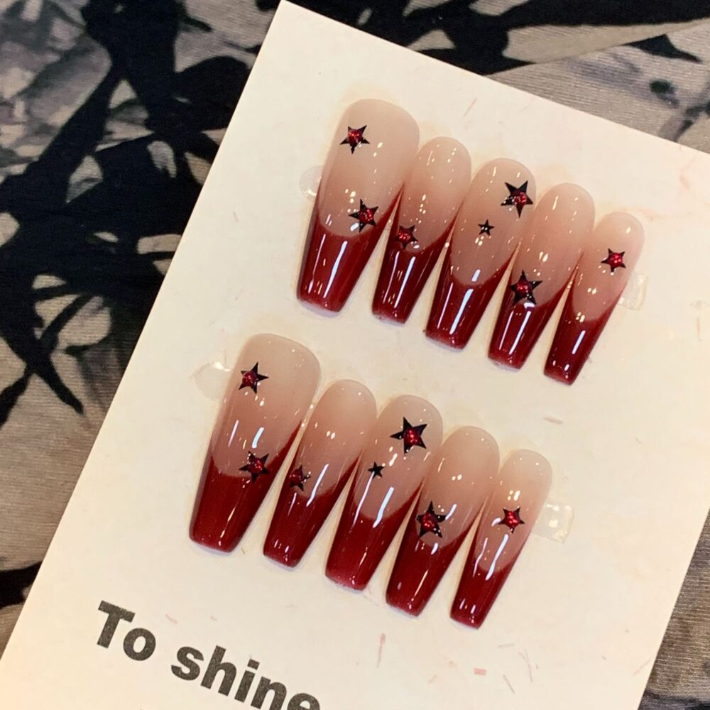10pc ✨ Parisian Charm – Luxury French Press-On Nails | Handmade Long Ballet with Cute Bear & Diamond Accents, Reusable Full Cover Set ✨ - Image 9
