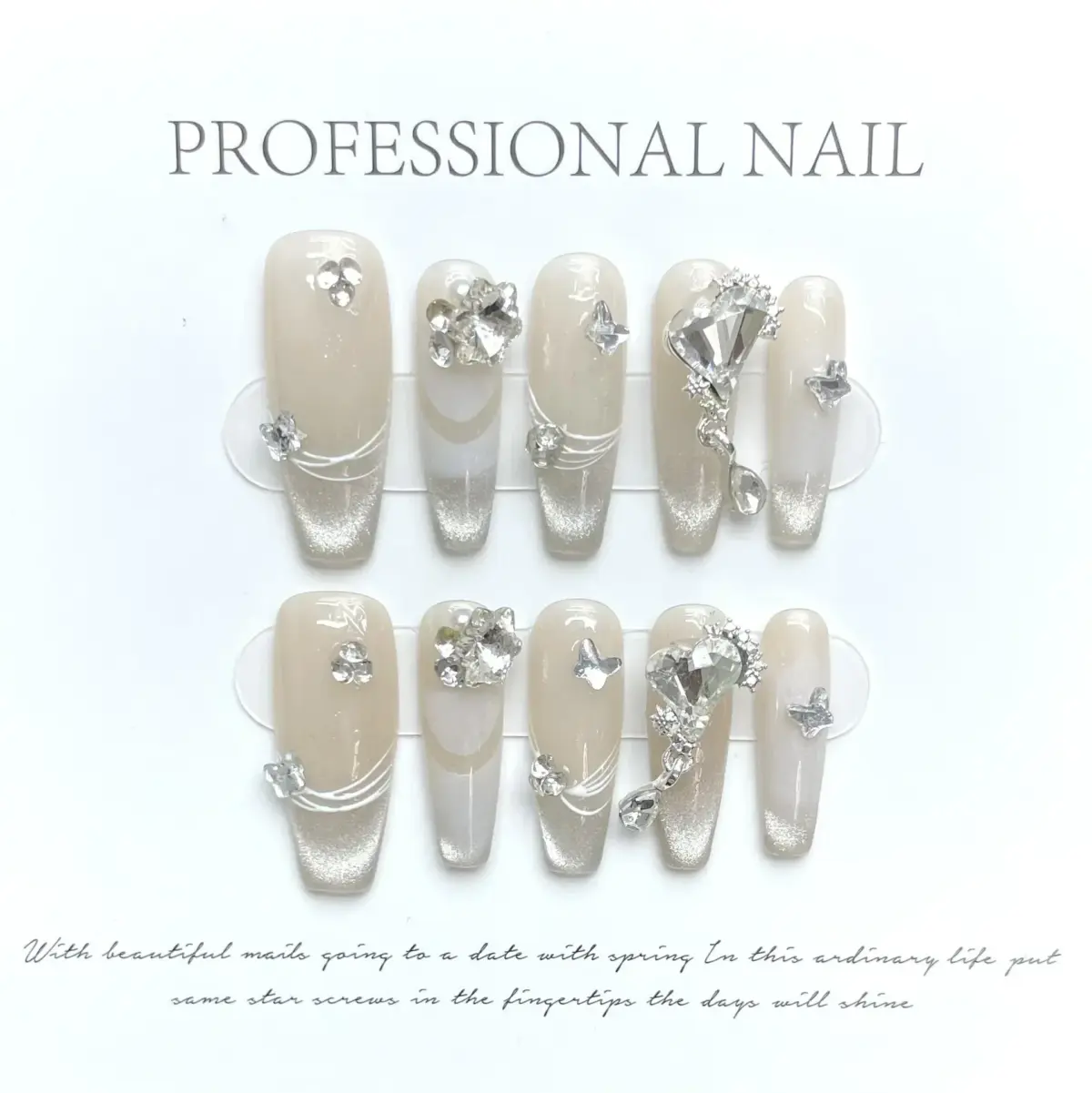 10Pcs Moonlit Tides – Long Ballerina Blue Press‑On Gel Nails with 3D Moon & Rhinestones | Nails Luxe - Image 14