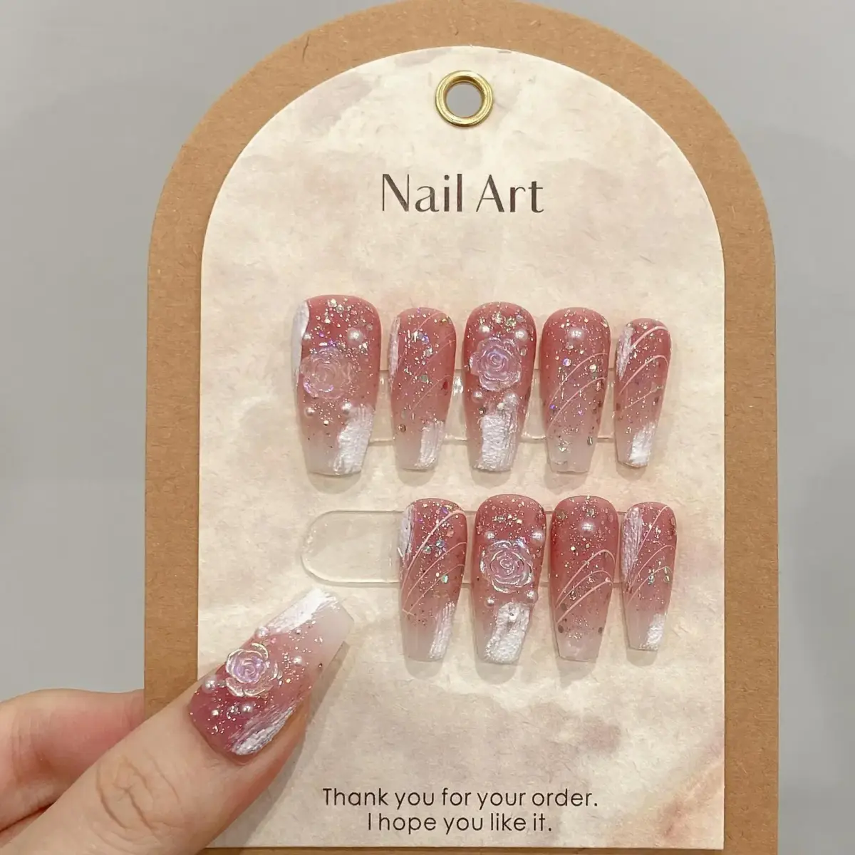 10Pcs Moonlit Tides – Long Ballerina Blue Press‑On Gel Nails with 3D Moon & Rhinestones | Nails Luxe - Image 2