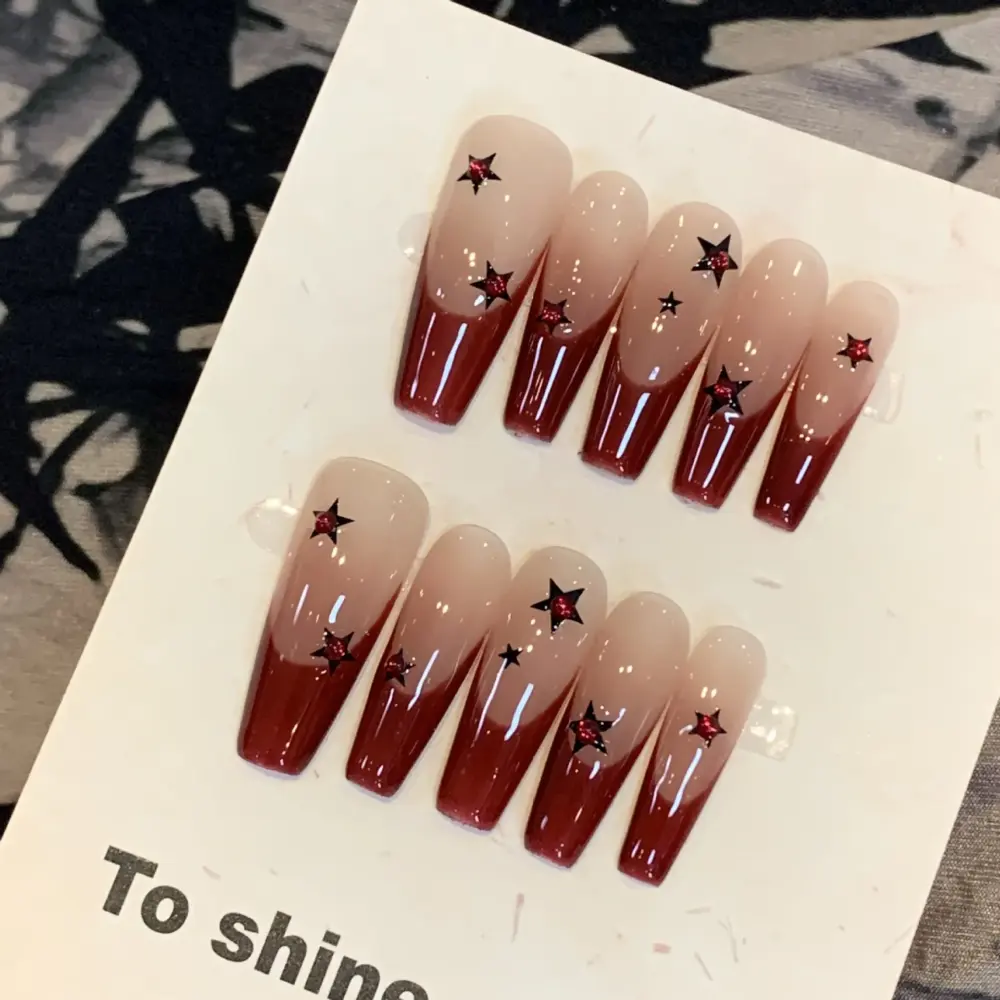 10pc ✨ Parisian Charm – Luxury French Press-On Nails | Handmade Long Ballet with Cute Bear & Diamond Accents, Reusable Full Cover Set ✨ - Image 3
