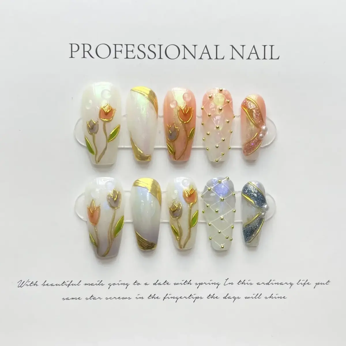 10Pcs Moonlit Tides – Long Ballerina Blue Press‑On Gel Nails with 3D Moon & Rhinestones | Nails Luxe - Image 11