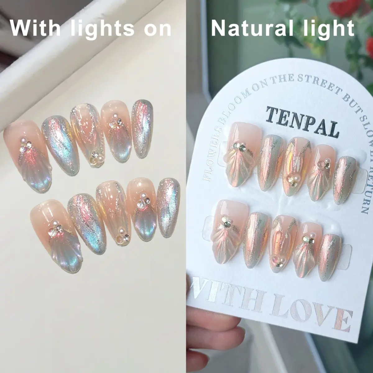 10Pcs Moonlit Tides – Long Ballerina Blue Press‑On Gel Nails with 3D Moon & Rhinestones | Nails Luxe - Image 10