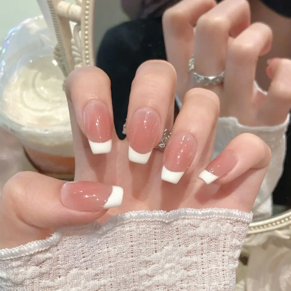 10pc ✨ Parisian Charm – Luxury French Press-On Nails | Handmade Long Ballet with Cute Bear & Diamond Accents, Reusable Full Cover Set ✨ - Image 6
